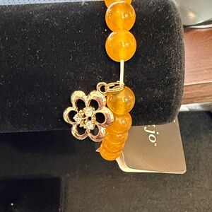 Chic Gold and Orange Beaded Bracelet